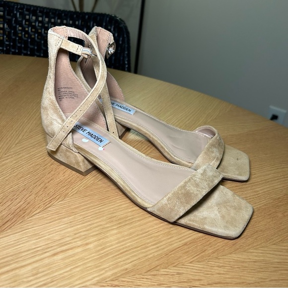 Steve Madden Nude Suede Heeled Sandals - Picture 2 of 6
